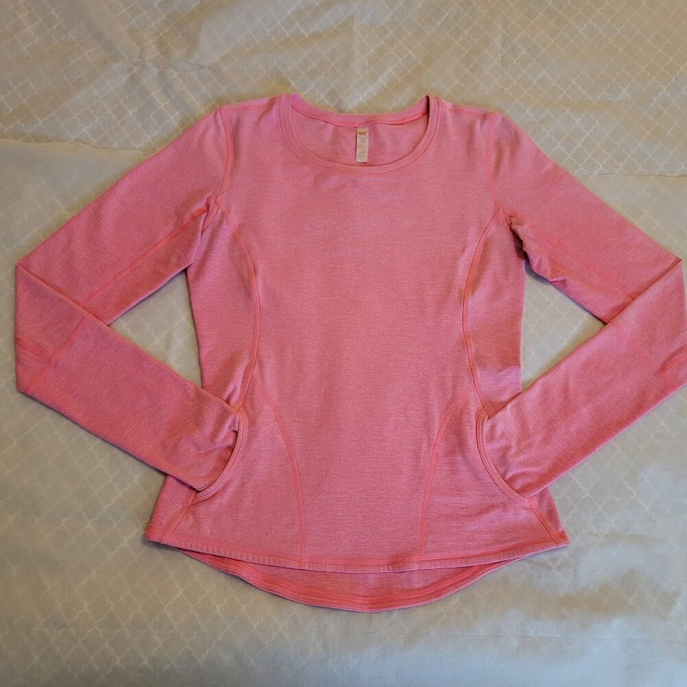 Vintage Lucy Pink Longsleeve Tee Hot Pink Top Activewear Size Small With Pockets